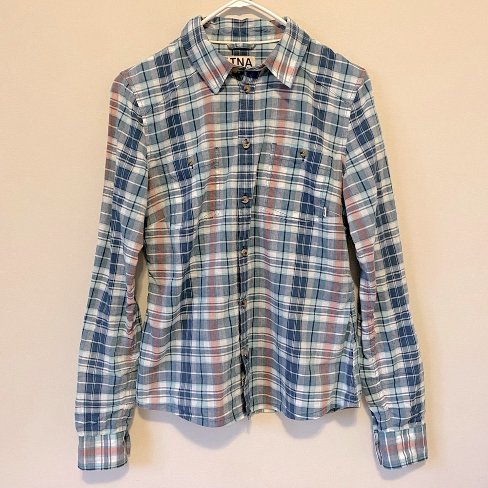 Aritzia TNA Plaid Long Sleeve Button Down